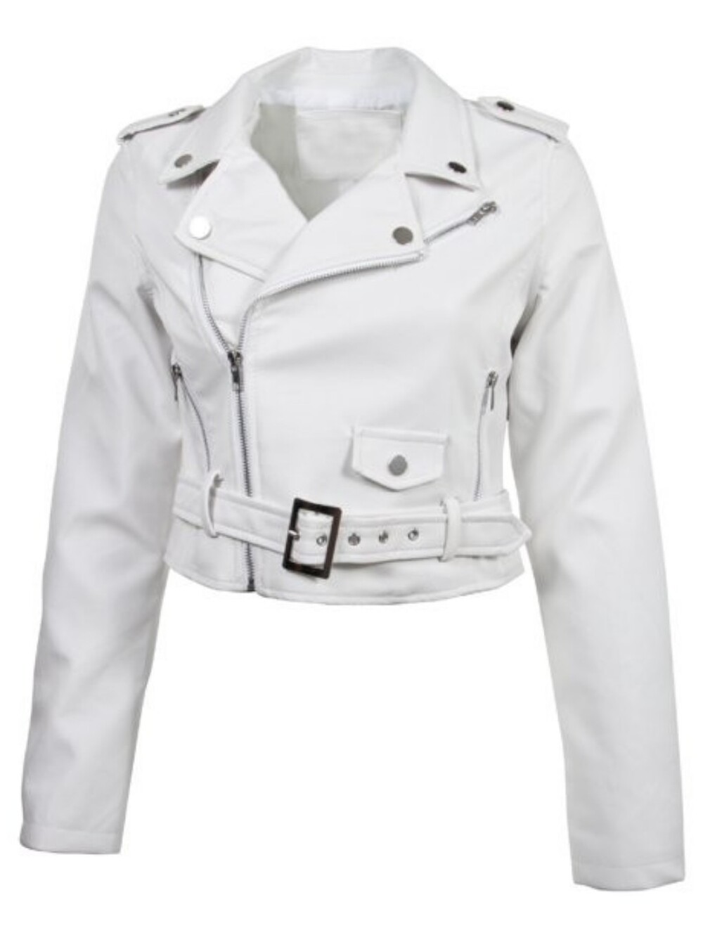 Universal Standard Leeron White Leather Moto Jacket XS 10-12 Oversized EUC